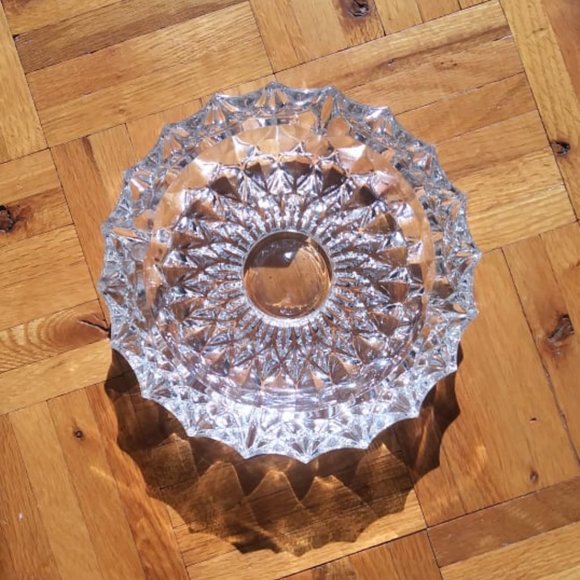 Vintage Clear Glass Pressed Cut Ashtray, Trinket Dish, Glass Plate, Home Decor - Picture 1 of 4